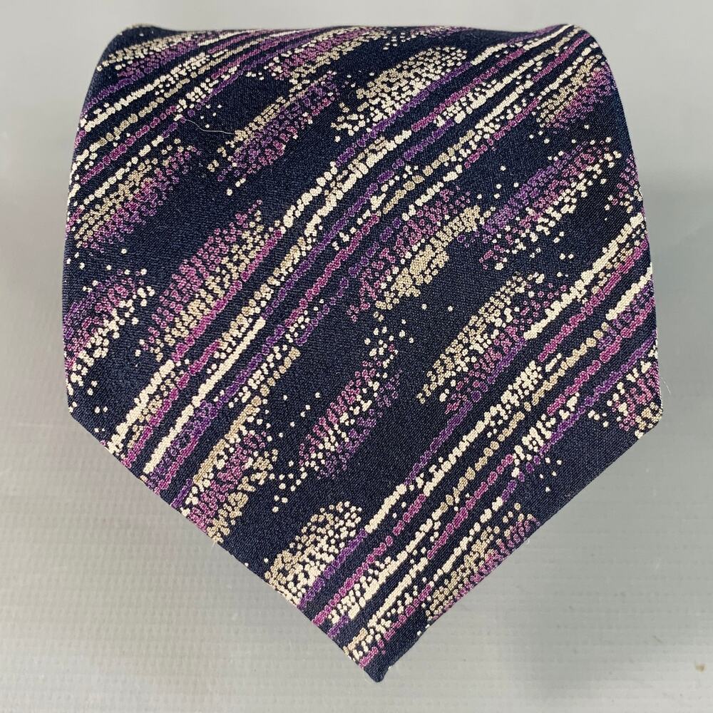 MISSONI One Size Purple Grey Black Abstract Silk Tie